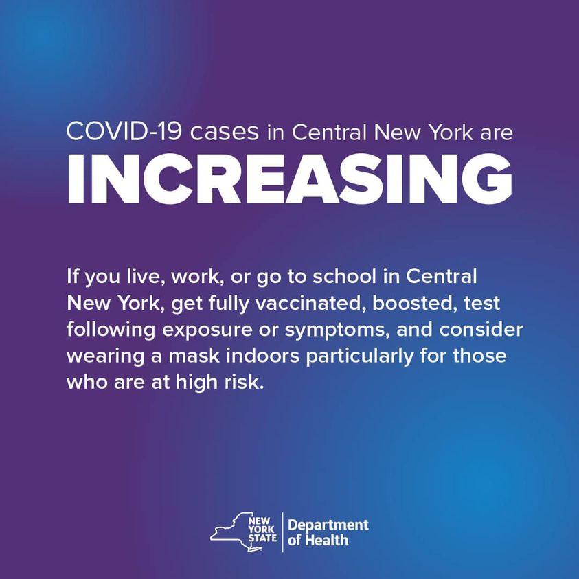 COVID-19 cases in central New York are increasing