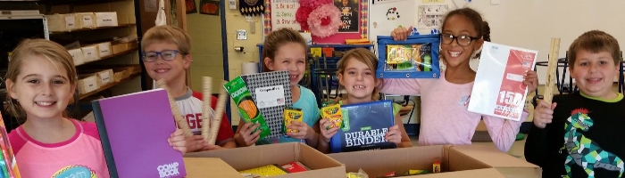 Students starting the school year with supplies